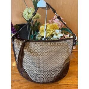 y2k COACH 2158 BROWN Mini Signature Print Hobo Tote Handbag (130